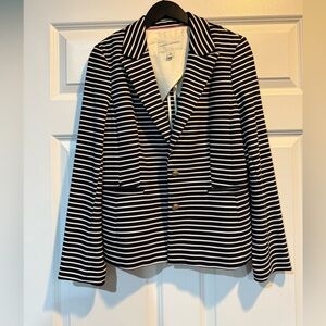 Banana Republic Black and White Striped Stretch Blazer Size 10